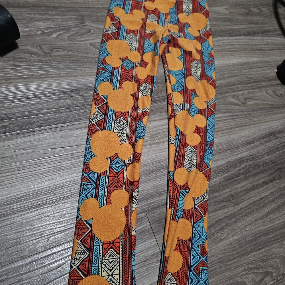 Kids leggings   with Orange and Blue Pattern L/xl